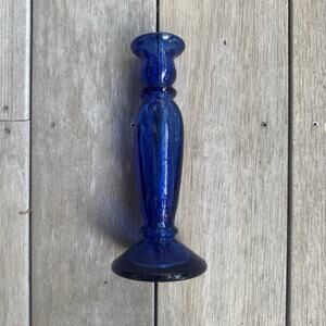 Cobalt Blue Glass Candlestick Made in Spain Candle Holders 8” Vintage Celestial